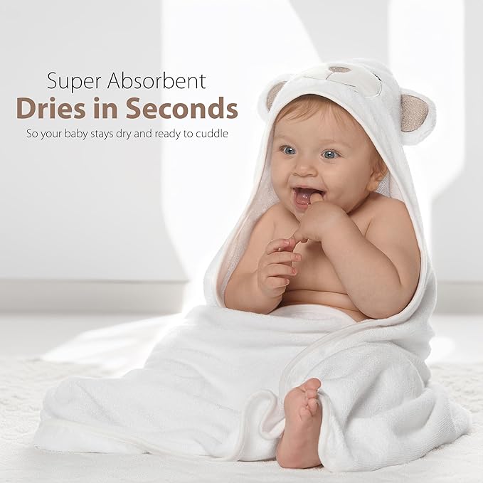MINIBOO Hooded Baby Towels for Newborn & Toddler - Super Soft Baby Bath Towels with Hood, Highly Absorbent Viscose Made from Bamboo Hooded Towel for Boys, Girls, Newborn Essentials