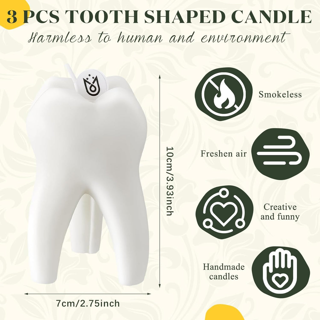 2 Pcs Tooth Scented Candle Cute Dentist Graduation Gift Decorative Aromatherapy Candles for Dental Hygienist Assistant Gifts Clinic Desk Office Decor, Natural Soy Wax, 2. 75 x 3. 93 Inch