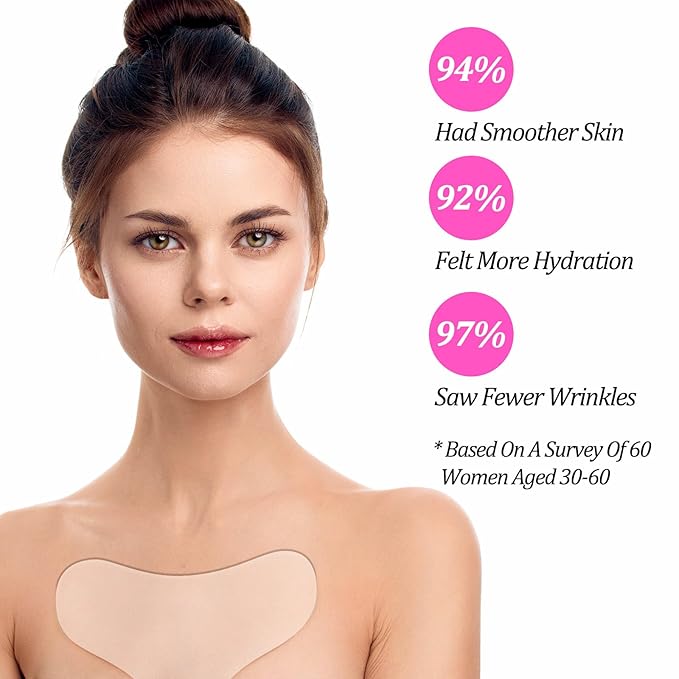 2 Pcs Chest Wrinkle Pads, Reusable Silicone Patches for Decollete & Cleavage, Overnight Sleeping Chest Anti Wrinkle Pads for Skin Firming, Smoothing