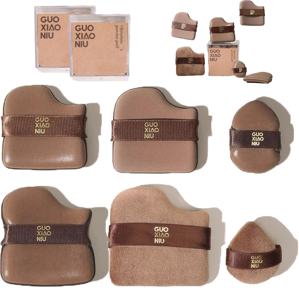 2 Box of 12 Pcs Guoxiaoniu Makeup Puff, Guoxiaoniu Chocolate Color Quick Makeup Mini Foundation Puff Set, Sponge Cushion Puff for Liquid & Powder Foundation