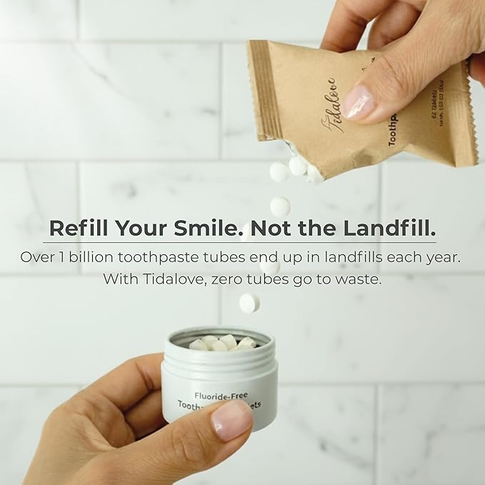 Cinnamon Fluoride-Free Toothpaste Tablets with Nano Hydroxyapatite | Natural Whitening, Enamel Strengthening, Plastic-Free & Travel-Friendly (4 Month Refill)