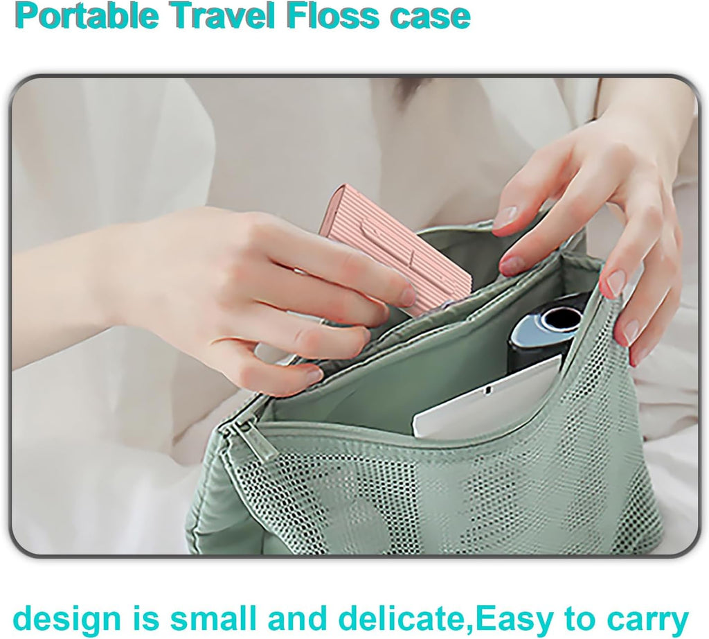 Holy Rose Travel Dental Floss Picks Case - 2 Boxes, Portable Floss Dispenser Pink - 4 Boxes, 50 Picks and 10 Picks/Box, Total of 160 Picks | Adult Flosser Sticks Set for Teeth and Oral Care.