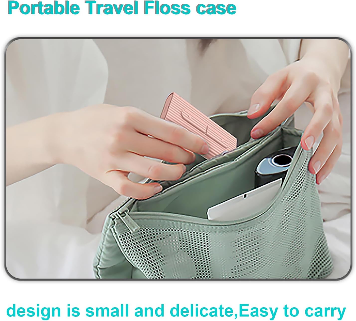 Holy rose Portable Dental Floss Dispenser 2 Box, Portable Floss Picks Case with Adult Floss Sticks 80 Count,Flossers Toothpicks Boxs Perfect for Home,Travel Cleaning Teeth Oral Care Best Tool(Pink)