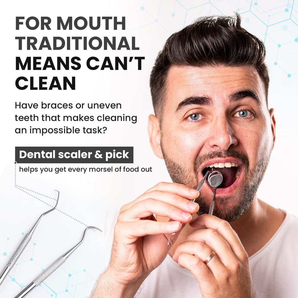 Dental Duty Dental Tools, Dental Pick for Teeth Cleaning Tools – Plaque Remover for Teeth with Teeth Cleaning Kit - Stainless Steel Dental Mirror for Teeth, Scraper and Scaler, (Black)