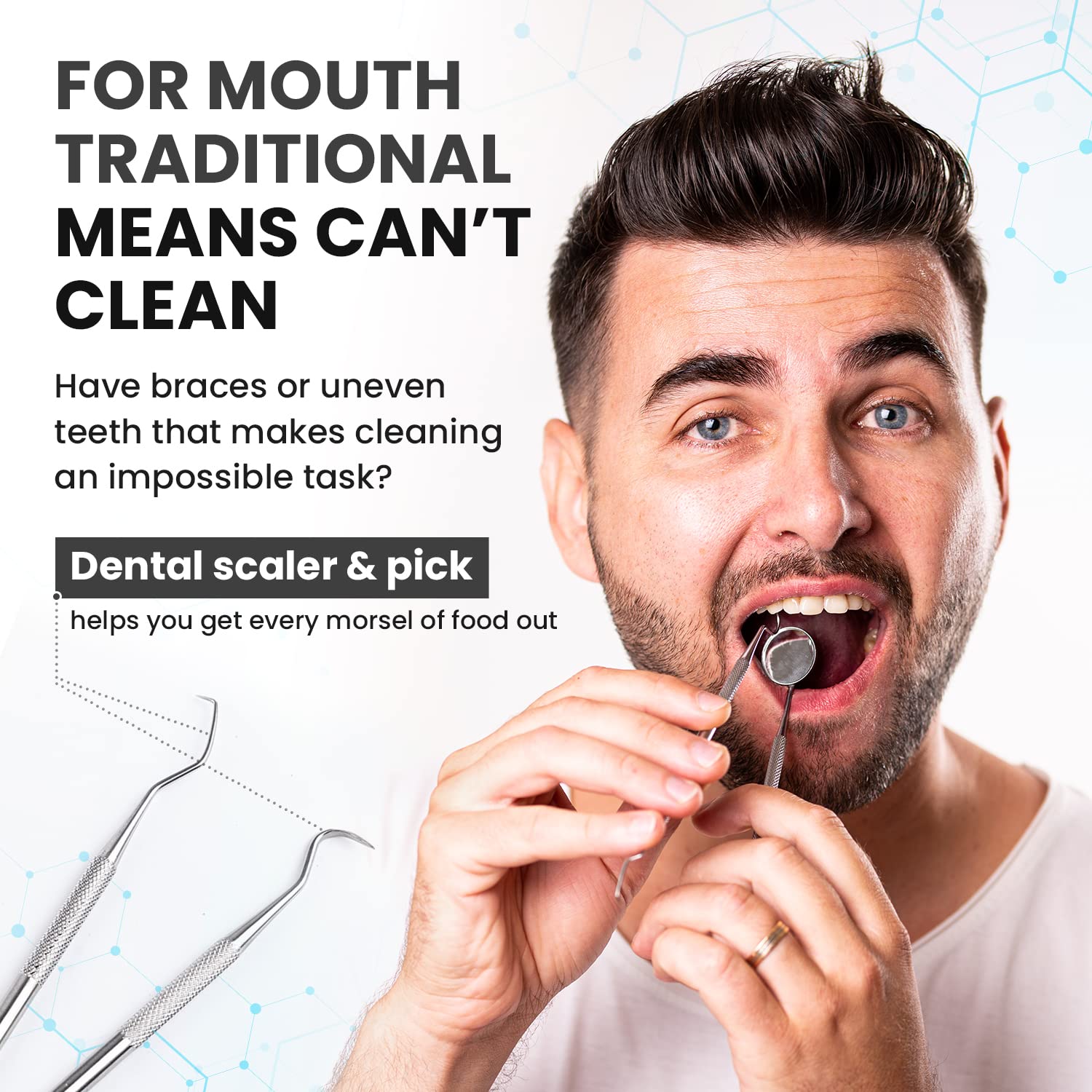 Dental Duty Dental Tools, Dental Pick for Teeth Cleaning Tools – Plaque Remover for Teeth with Teeth Cleaning Kit - Stainless Steel Dental Mirror for Teeth, Scraper and Scaler, (Black)