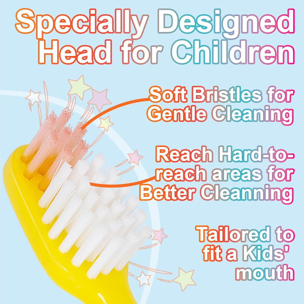 Toddler Toothbrush - Kids Toothbrush Soft Bristles with Suction Cup for Easy Storage, for Age 2-4 and Older, Pack of 4