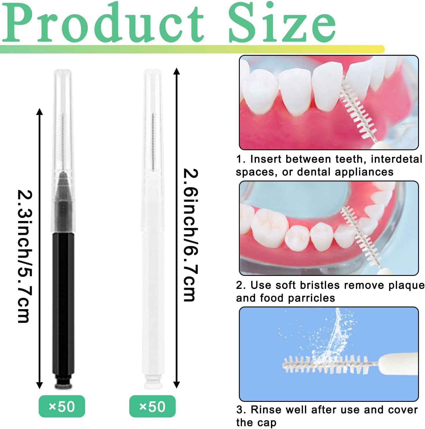 100pcs Interdental Brushes Dental Cleaning Tools Tooth Floss Picks Oral Hygiene Toothpicks