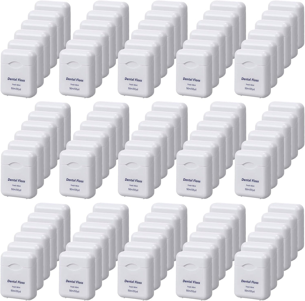 Mimorou 96 Pack Dental Floss Bulk Mint Flavored Floss 50m Each Travel Dental Oral Care for Teeth and Gum Protection(White)
