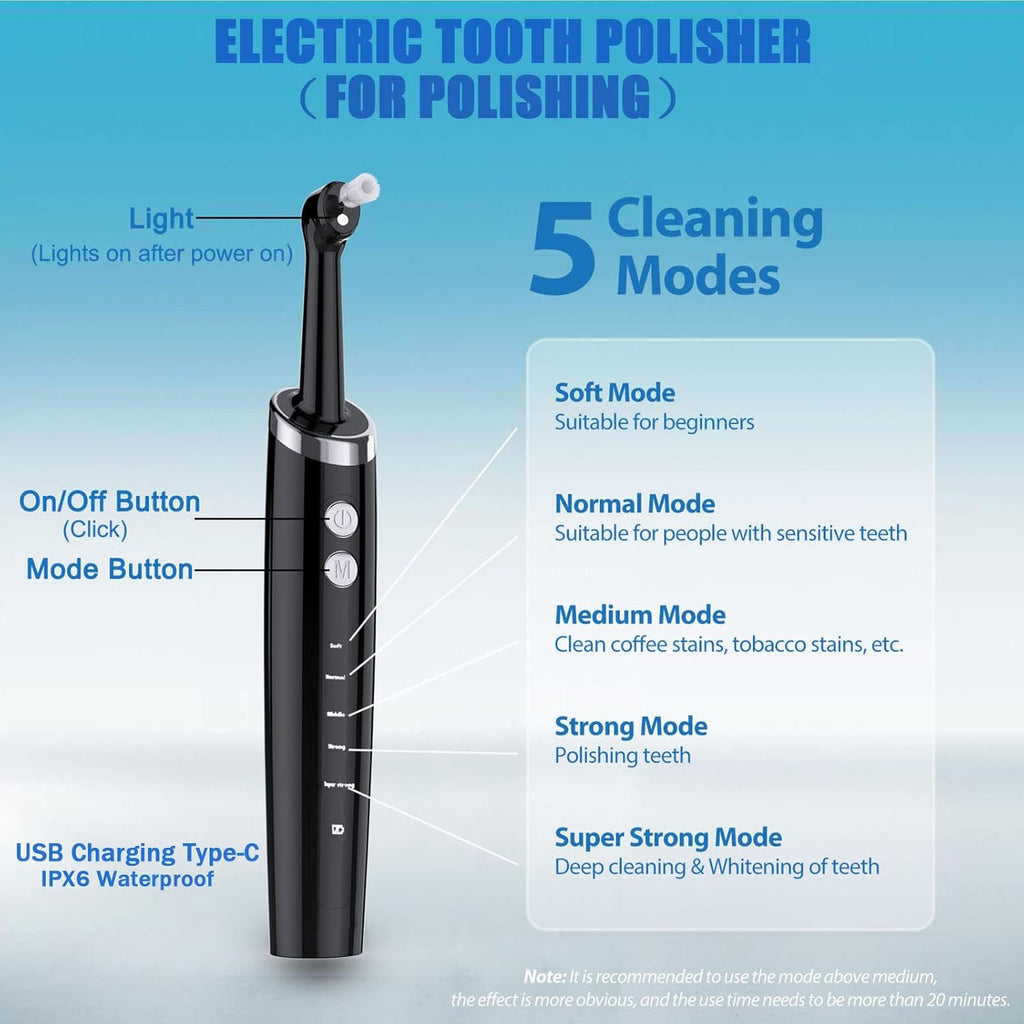 Dental Tools, Electric Tooth Polisher & Manual Teeth Cleaning Kit for Cleaning and Polishing of Tooth, All in One for Total Tooth Care, Removing Stains and Tartar & Brighten and Polish Teeth