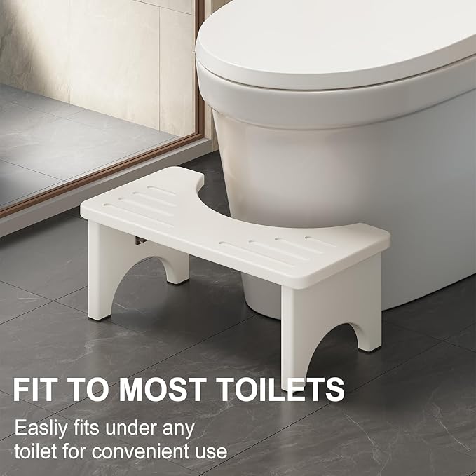 2 Pcs Foldable Toilet Stool Squat Adult, Portable Squatting Potty Stool for Travel, Wood Poop Stool for Adults & Kids, Toilet Steps for Bathroom, White