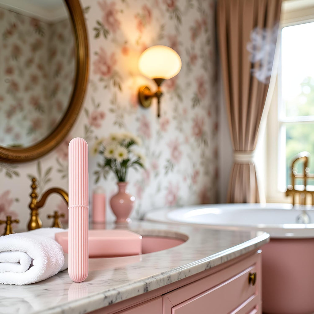 Pink Portable Toothbrush Box With Lid Protective Holder Cover Storage For Case For Outdoor Traveling Camping Dust Proof Toothbrush Box With Lid Toothbrushes and Accessories 21.9cm long