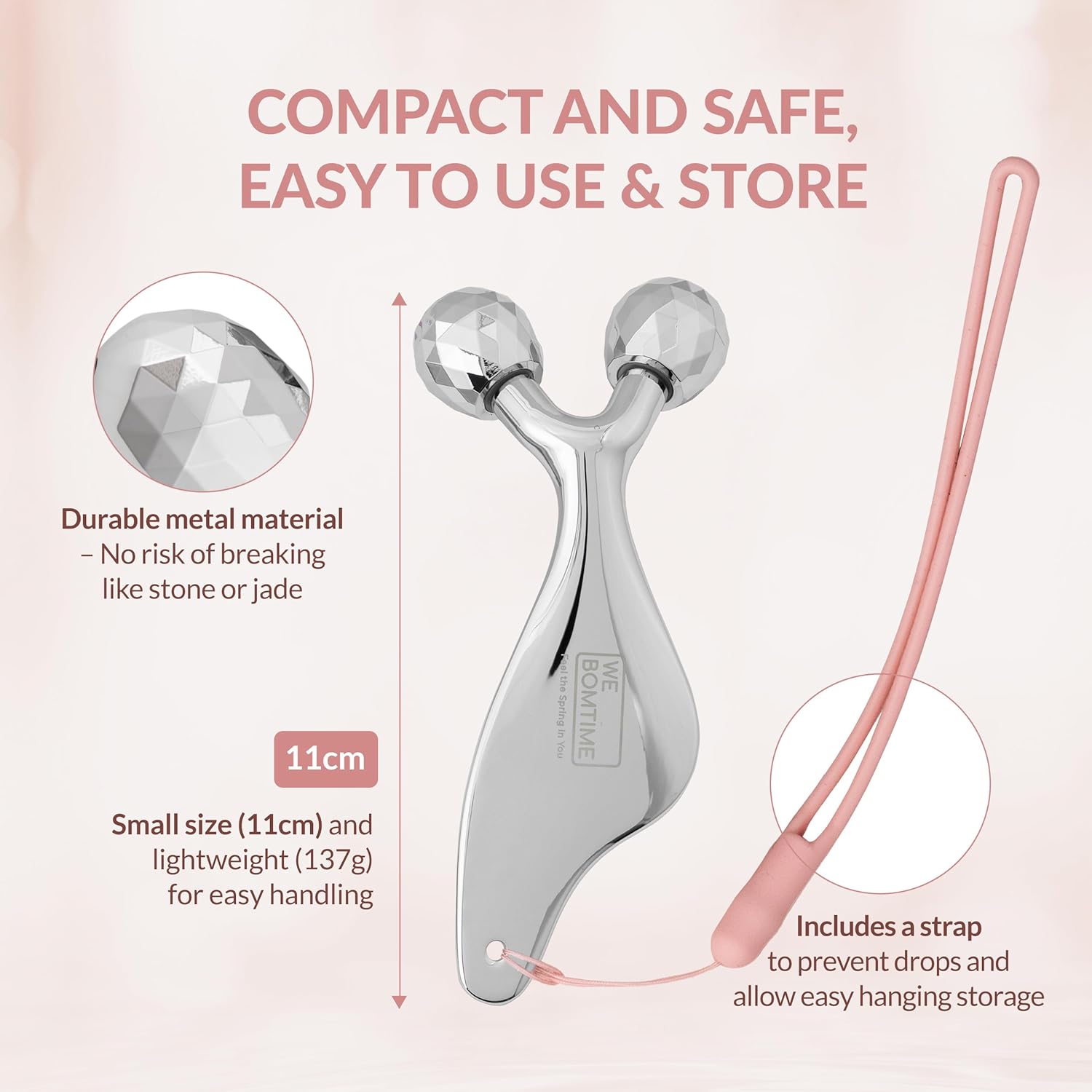 2-in-1 Face Roller and Gua Sha Tool with Strap and Gift Pouch for Face Neck and Eye for Puffy Eyes – Cooling Facial Massager for Jawline Sculpting and Self Care