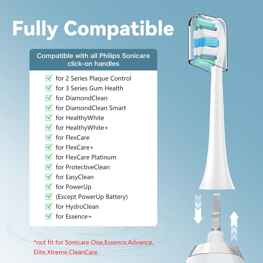 Replacement Toothbrush Heads Compatible with Philips Sonicare Replacement Brush Heads with Protective Cover Soft Dupont Bristles Electric Toothbrush Replacement Heads for Oral Health, 8 Pack