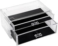Sea Team Clear Makeup Organizer with Drawers, Acrylic Plastic Cosmetic Display Case, Jewelry Storage Box, Holder for Dresser, Bathroom, Vanity, Countertop (1 Large, 1 Middle Drawers)