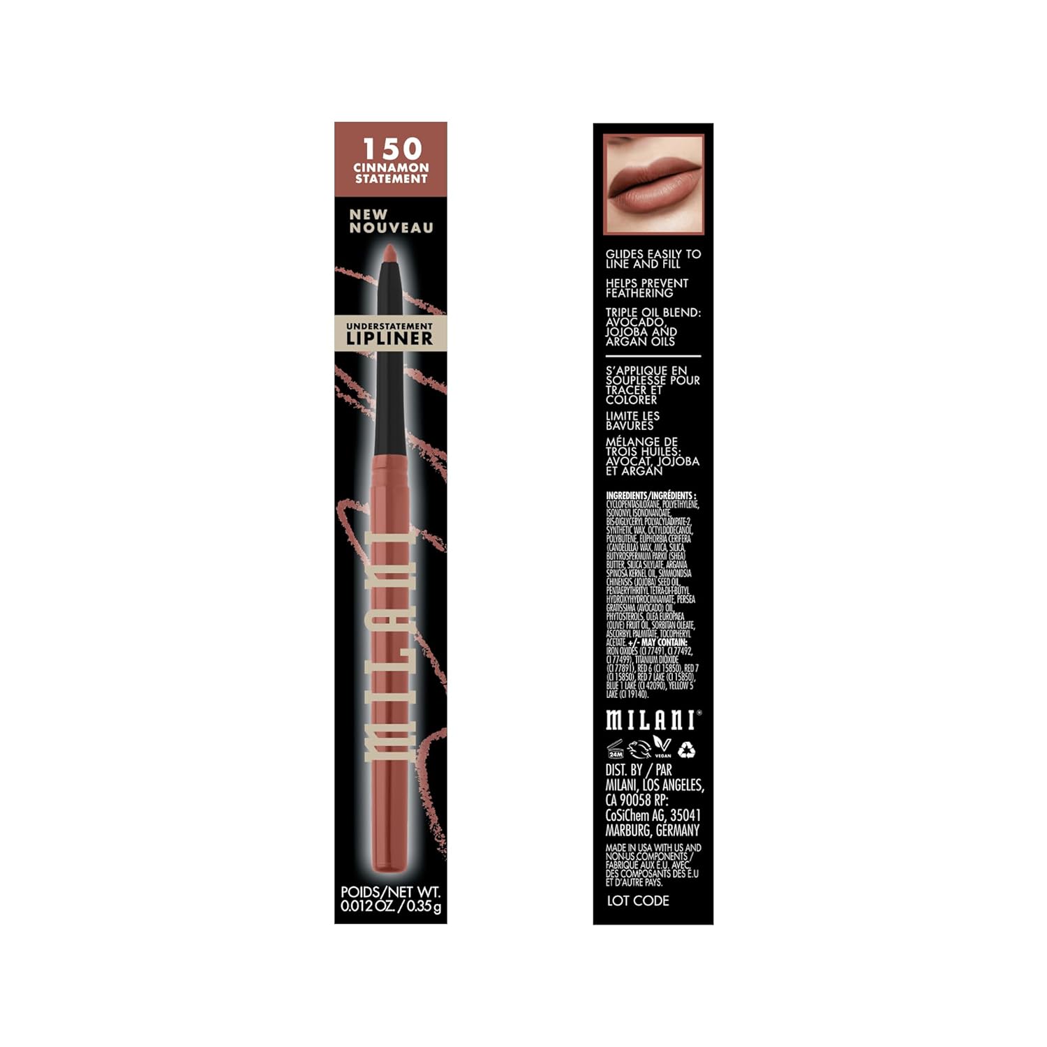 Milani Understatement Lipliner Pencil - Highly Pigmented Retractable Soft Lip Liner Pencil, Easy to Use Lip Makeup