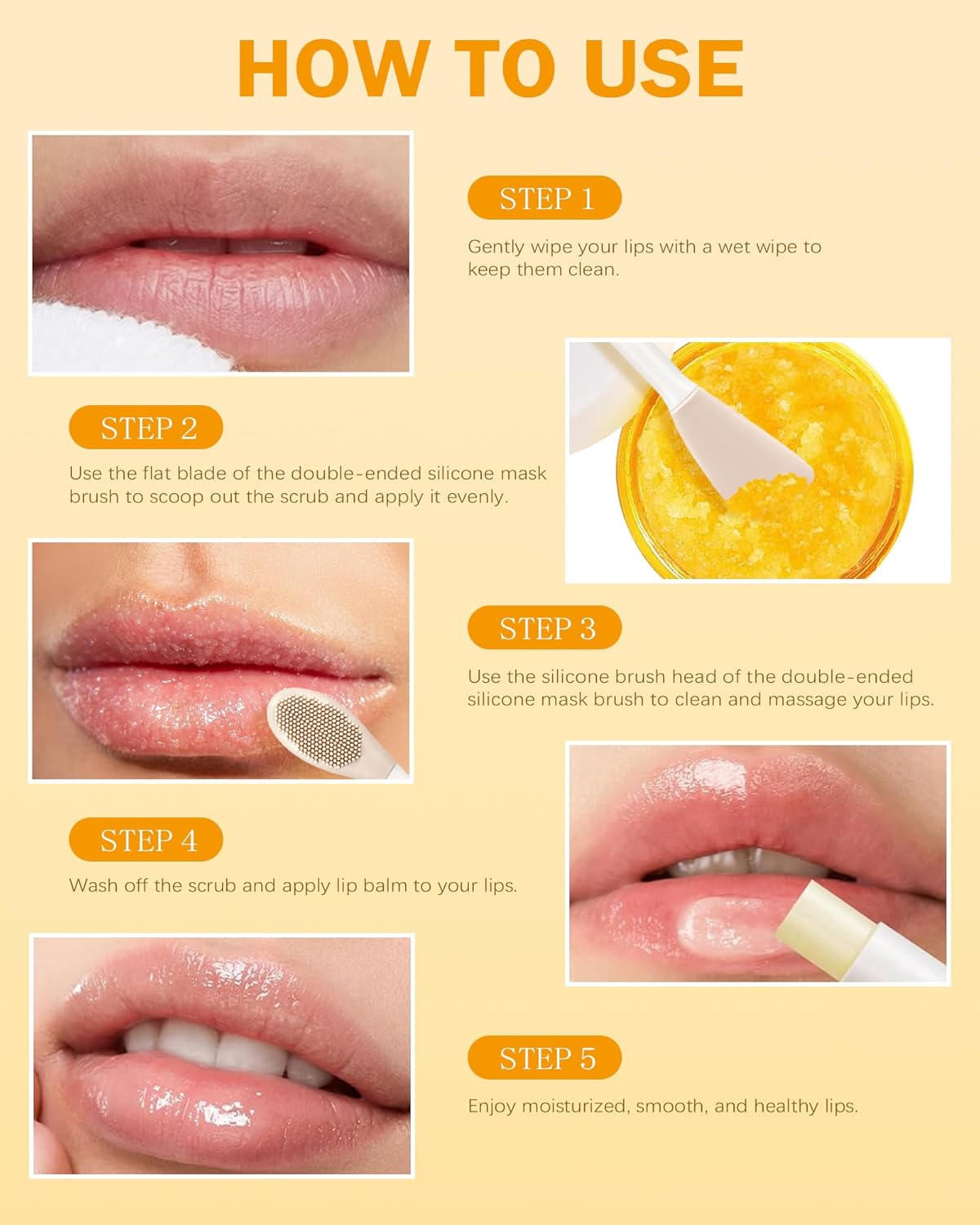 3Pcs Turmeric Lemon Lip Scrub and Turmeric Lip Balm Hydrating & Nourishing Lip Care kit, Exfoliating Lip Scrub with Aloe Vera For Dark Lips,Long-Lasting Natural Balm Moisturizer for Dry, Cracked Lips