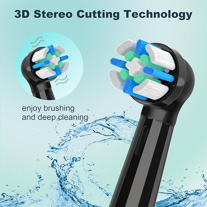 Replacement Toothbrush Heads Compatible with Oral B iO Series 2/3/4/5/6/7/8/9/10 Electric Toothbrush,Round Brush Heads for Gentle Gum Care & Deep Cleaning,6PACK,Black