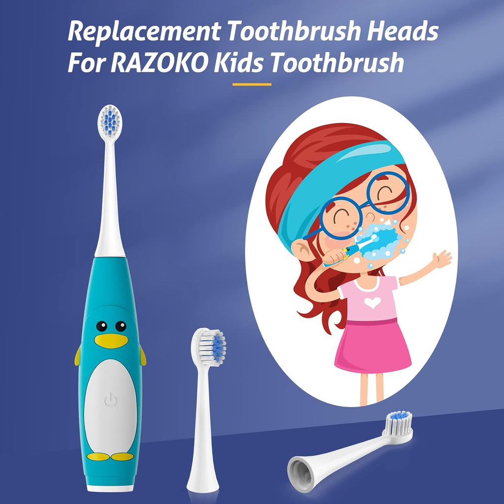 Replacement Toothbrush Heads for Razoko Kids Toothbrush 6 Pack