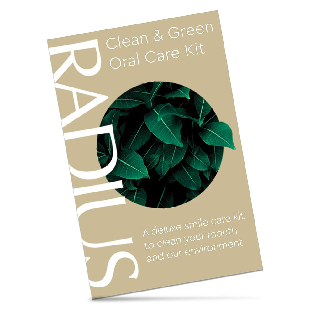 RADIUS Clean & Green Deluxe Oral Care Kit (Source Toothbrush With Replacement Head, Organic Mint Aloe Neem Toothpaste, Vegan Xylitol Mint Floss, Travel Case), 1 Count