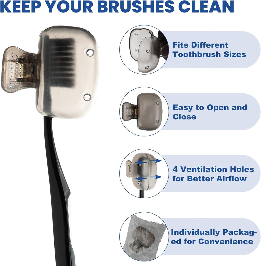 Zoyiancy 10pcs Toothbrush Cover, Toothbrush Protector Case, Travel Tooth Brush Head Pod Case, Toothbrush Cap Plastic Clip for Household Bathroom School(10 Colors)