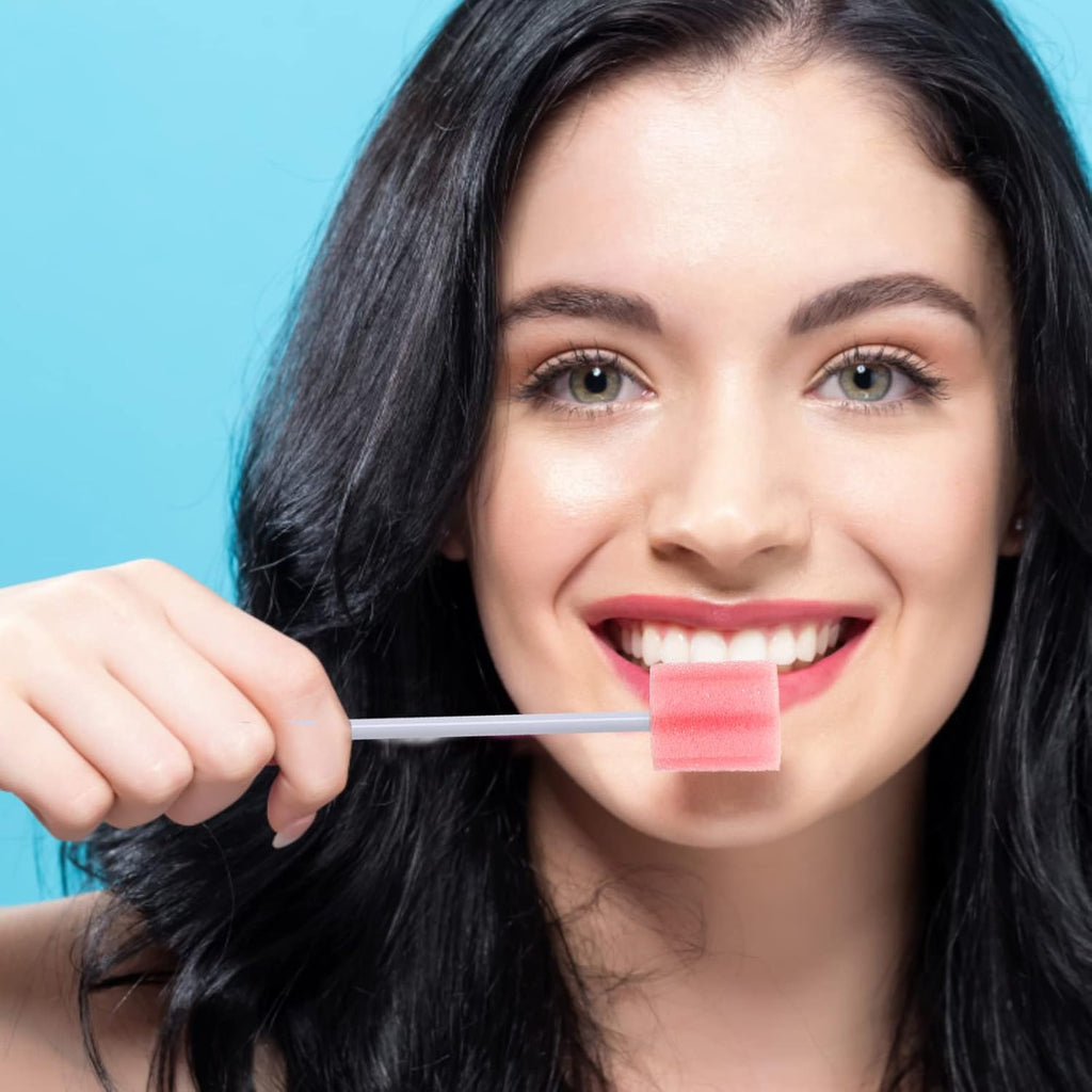 BVN Oral Care Swabs, 100 Pcs Disposable Mouth Cleaning Spong Swabs. (Plum Flower-100 PCS)