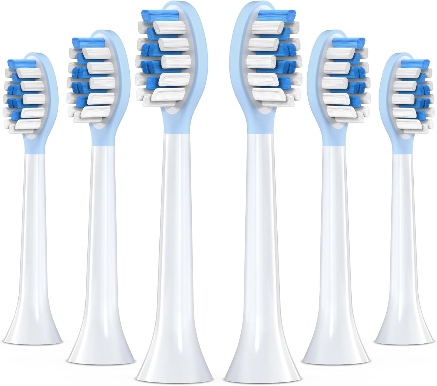 Replacement Toothbrush Heads for Philips Sonicare Electric Toothbrush, 2-in-1 Tongue Cleaner, 6 Pack, Ice Blue,Suitable for Philips Sonicare Heads, C2, C1, C3, W1, W2, W3, G1, G2, G3