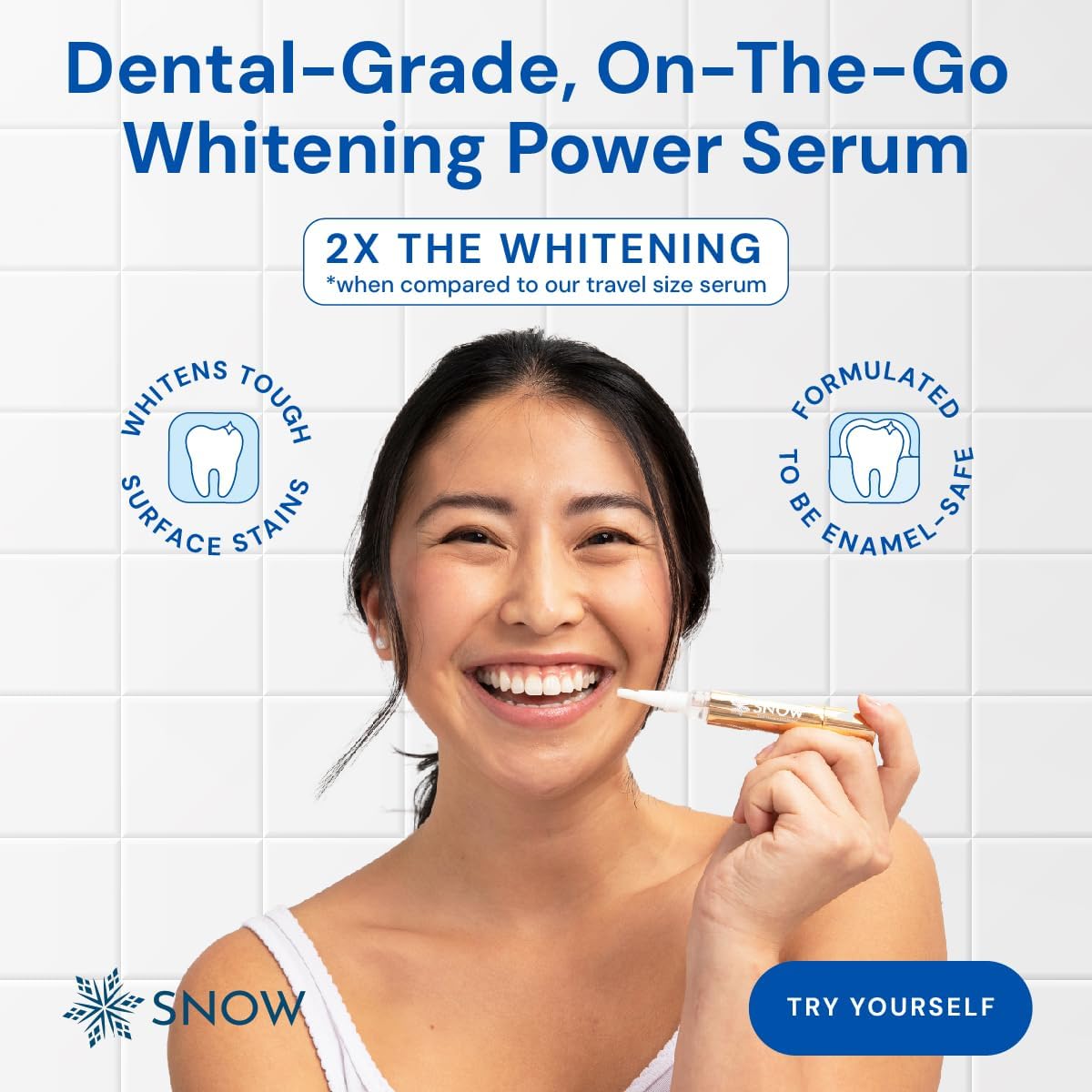 Snow Extra-Strength Teeth Whitening Serum - Oral Care Teeth Whitener Pen - Whitening Pen for Stain Removal & Whiter Teeth - Tooth Whitener with Potassium Nitrate and Hydroxyapatite - 2 Pack