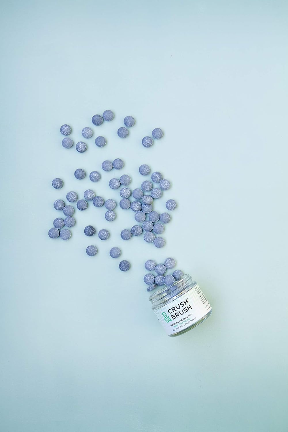 Crush & Brush Toothpaste Tablets-Mint Charcoal Glass JAR - 60g ~ 80 Tablets