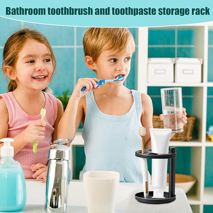 Bathroom Toothbrush Holder - Tooth Brush Toothpaste Stand Countertop Organizer,Shower Storage Rack with Ventilated Slots for Travel Restroom Counter Vanity Toilet Dorm Shavers Small Comb