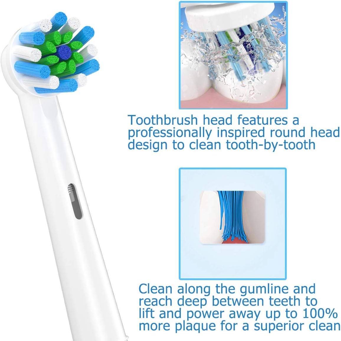 Replacement Toothbrush Heads Compatible with Braun Oral b 7000/Pro 1000/9600/ 5000/3000/8000/Genius and Smart Electric Toothbrush (white-8pcs)