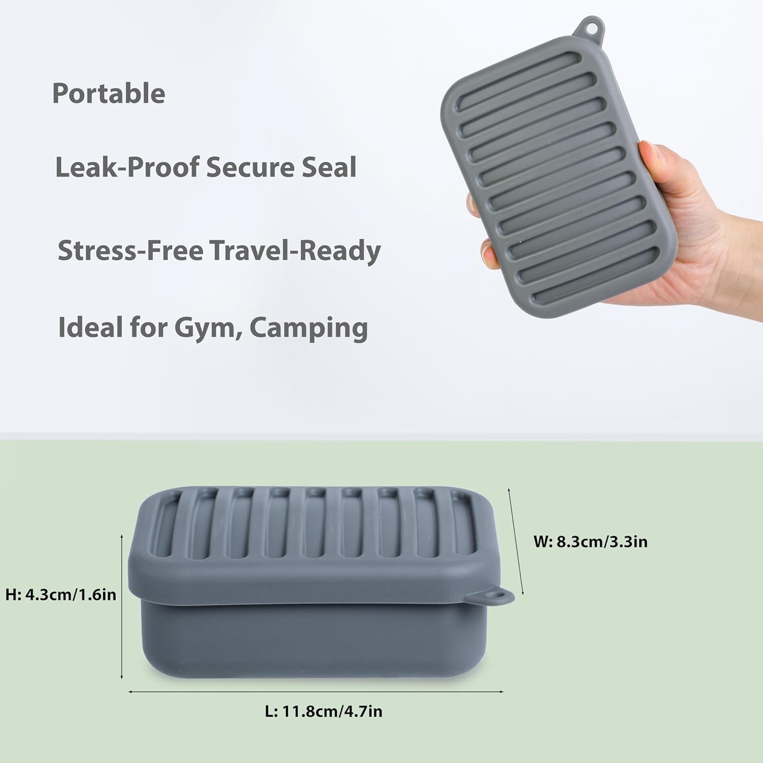 Portable Leakproof Travel Soap Case, Silicone Travel Soap Case, Compact Soap Holder with Drainage Layer, Travel Soap Holder for Camping, Gym, Outdoor (Deep-Gray)