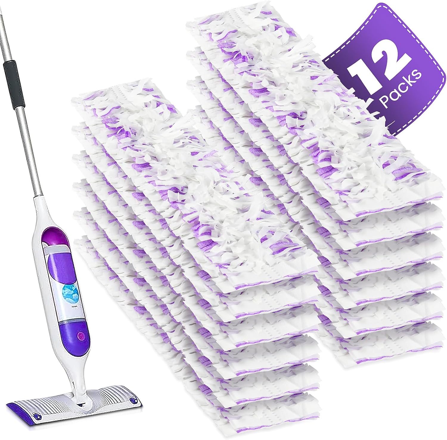 12 Pack Power Mop Refills Compatible with Swiffer Power Mop, for Swiffer Wet Pads Refill, for Floor Cleaning, Unscented