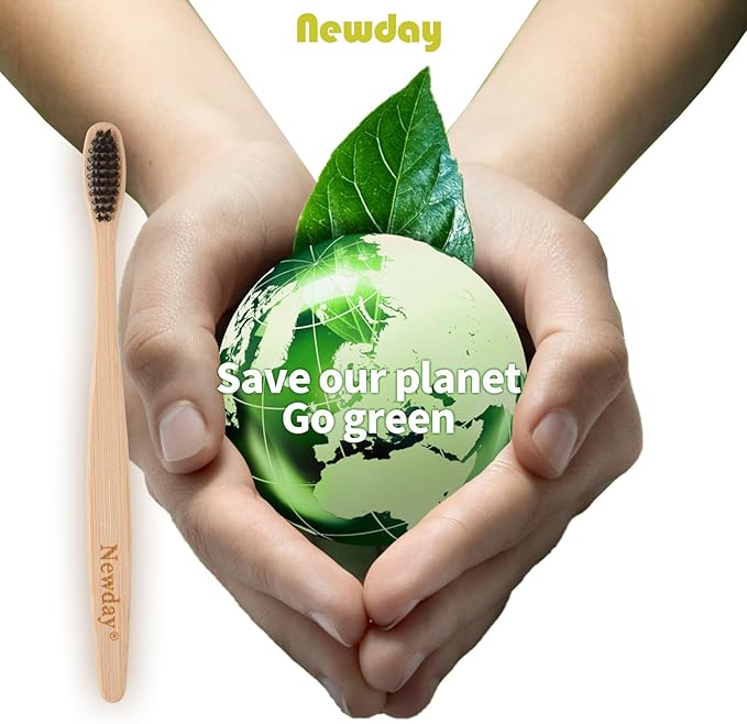 Newday 100 Pack Bamboo Toothbrushes Bulk, Individually Wrapped, BPA Free Soft Bristles Toothbrush, Recycled Packaging, Biodegradable ECO Friendly Toothbrushes for Home Hotel Travel (Black)