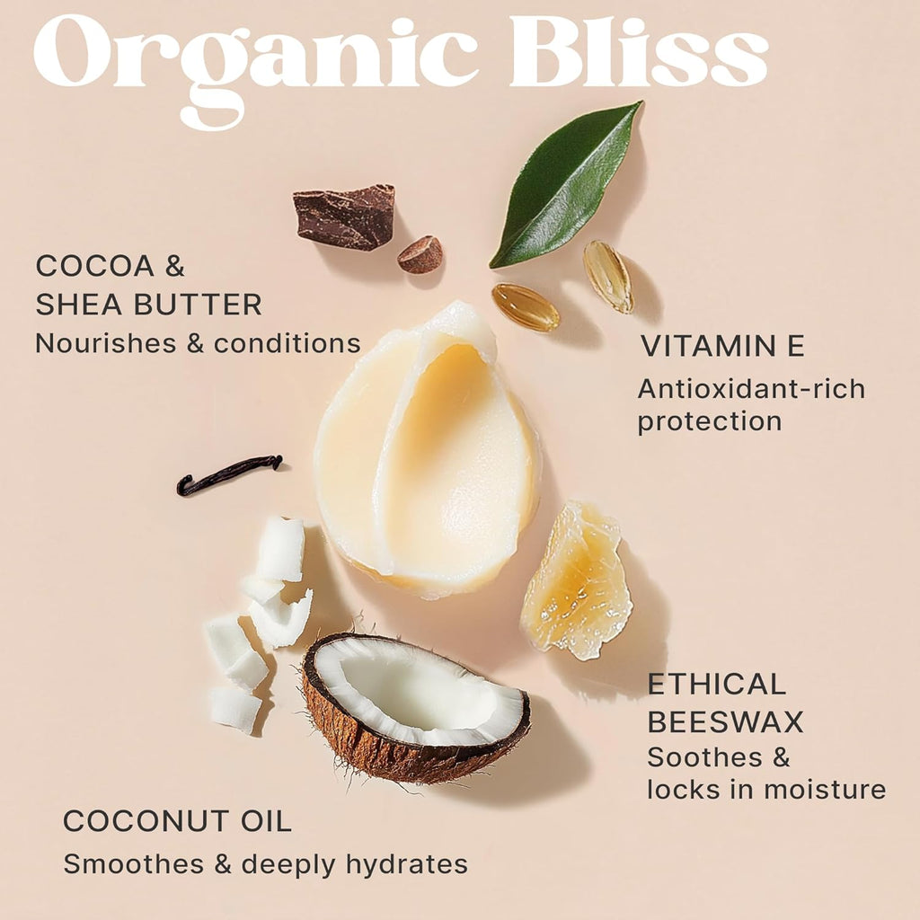 USDA Organic Lip Balm - USA Made with Natural Ingredients, Stocking Stuffers for Adults & Teens, Beeswax Vanilla Chapstick for Dry Lips, Beauty Gifts for Women, Birthday Gifts for Her & Him