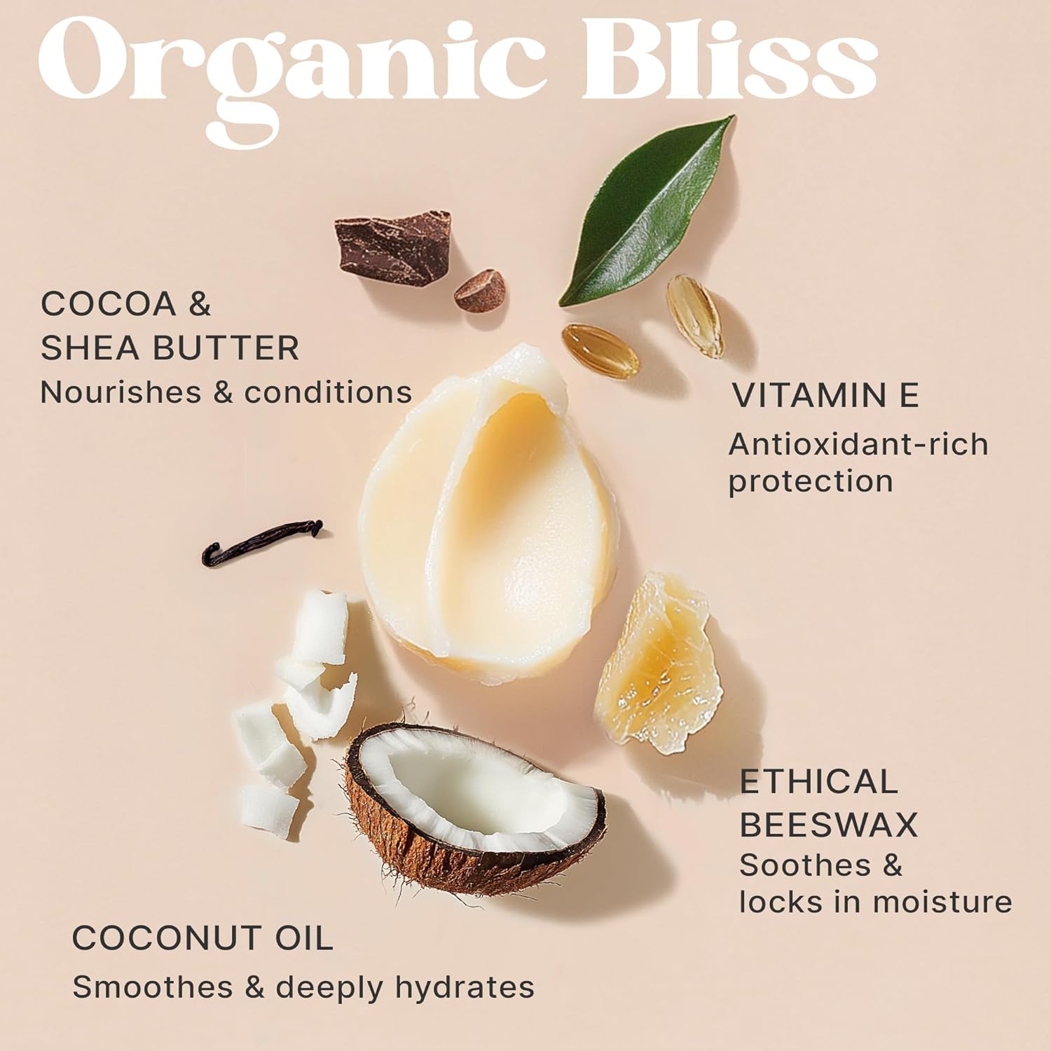 USDA Organic Lip Balm - USA Made with Natural Ingredients, Stocking Stuffers for Adults & Teens, Beeswax Vanilla Chapstick for Dry Lips, Beauty Gifts for Women, Birthday Gifts for Her & Him