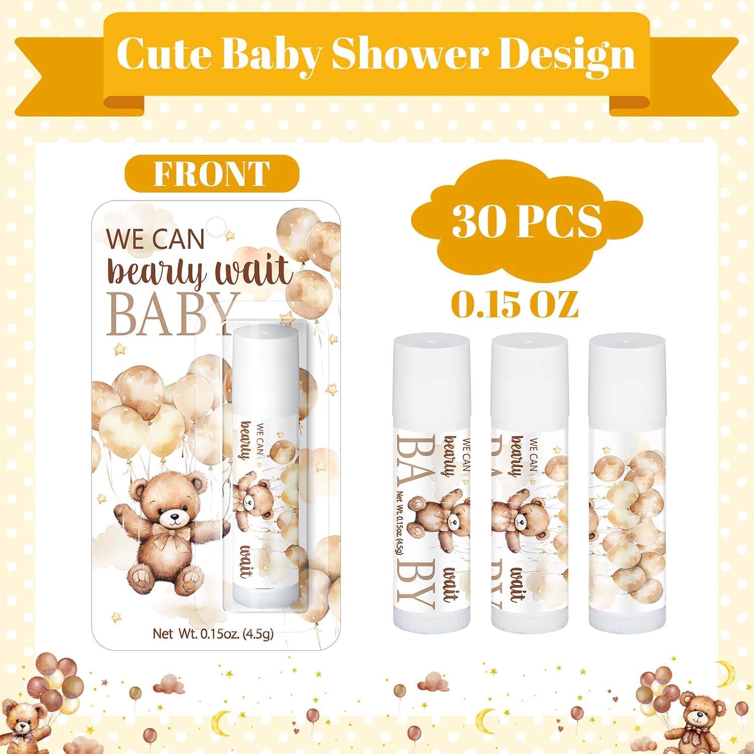 30 Pack We Can Bearly Wait Baby Shower Games Prizes Party Gifts Bulk Lip Balms Favors for Winners Adults Guests Gender Reveal Favors Decorations Baby Shower Souvenirs Gift Bags Stuffers