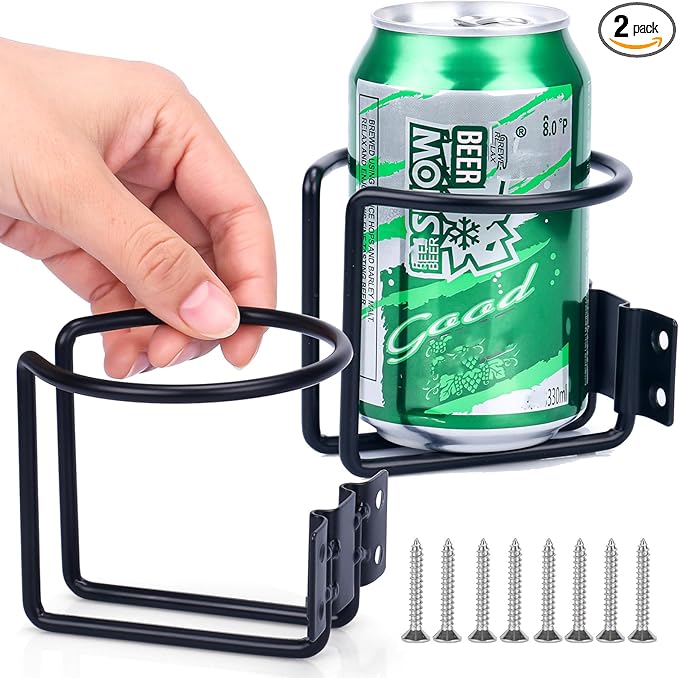 Marinebaby 2 pcs Boat Cup Holder,Stainless Steel Universal Drink Holders,Suitable for Boat,Truck,RV,Tractor,Outdoor Wooden Swing. (Black)