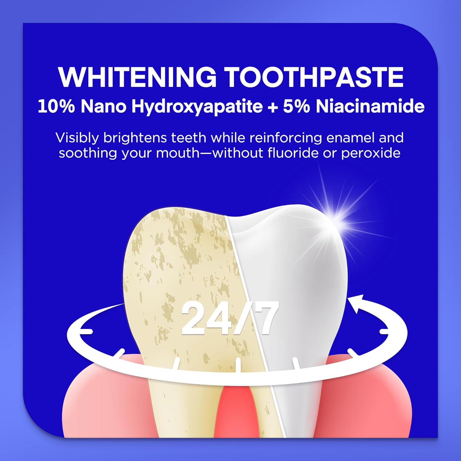 PearlSmile Niacinamide Hydroxyapatite Whitening Toothpaste – 10% Nano Hydroxyapatite + 5% Niacinamide – Strengthens Enamel, Remineralizes, Brightens Teeth – Fluoride-Free, Travel Size, 4.2oz (120g)