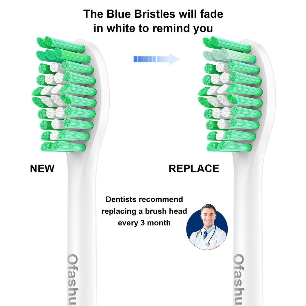 Replacement Heads for Philips Sonicare E-Series - Ofashu Brush Head Compatible with Essence Xtreme Elite Advance 7022 5610 White, 6 Packs Screw-on Electric Toothbrush