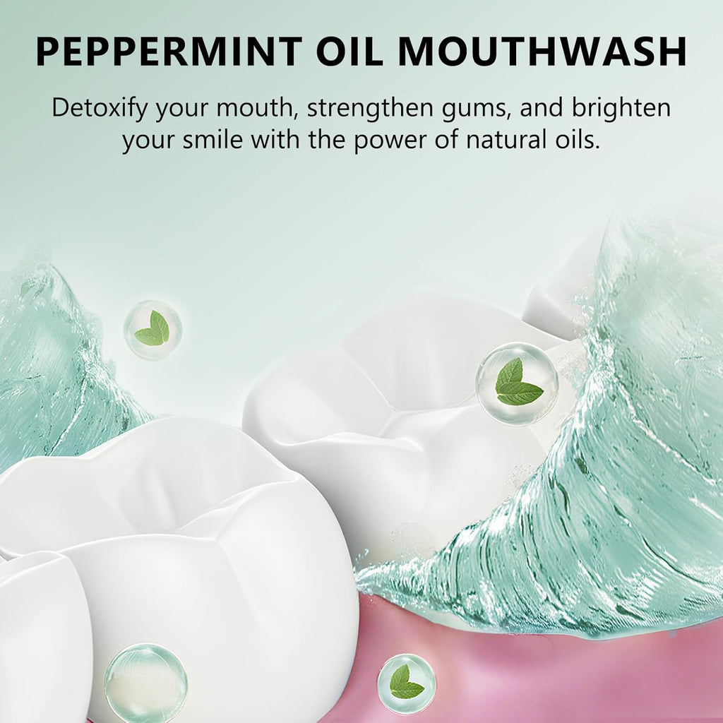 White Spearmint Oil Pulling Rinse, Cold-Pressed Coconut Mouthwash for Teeth Whitening, Peppermint Pulling Oil for Teeth and Gums, Pure Mint Mouthwash (4 Oz)