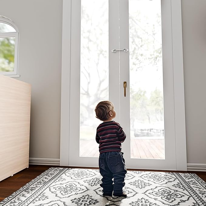 4'' Door Latch Door Lock Hardware, 4'' Stainless steels Hook and Eye Gate Latch Easy Lock for Barn Door, Silver Sliding Door Lock with Screws for Window, Cabin Hooks