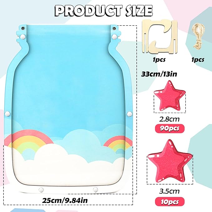 100pcs Reward Jar Classroom, Reward Jar for Kids, Star Jar Behavior Management Classroom Tools, Reward Jar for Good Behavior Home Classroom School Motivate(13 x 9.84") (Blue)