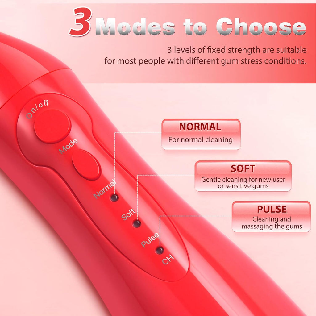 TOVENDOR Electric Water Flosser, Cordless Rechargeable Dental Oral Irrigator IPX7 Waterproof 300ML Travel Water Teeth Cleaner with 5 Tips for Braces Care Teeth Gums Cleaning, Home Office Daily Use