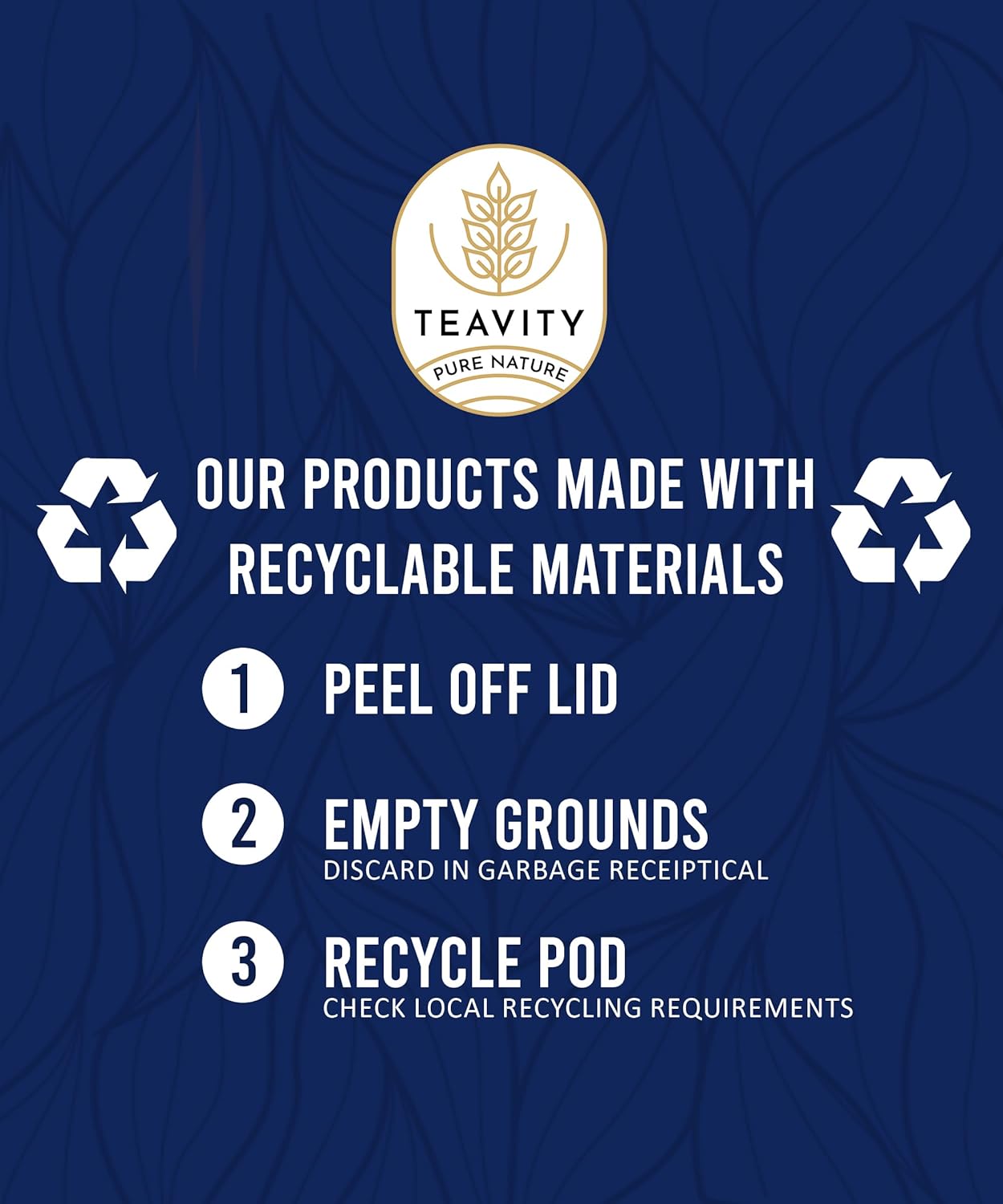 Organic Tea Pods with Moringa, Pepeppermint, Holy Basil & Turmeric - Naturally Decaf Tea - Mental Focus by Teavity (12 Tea Pods)