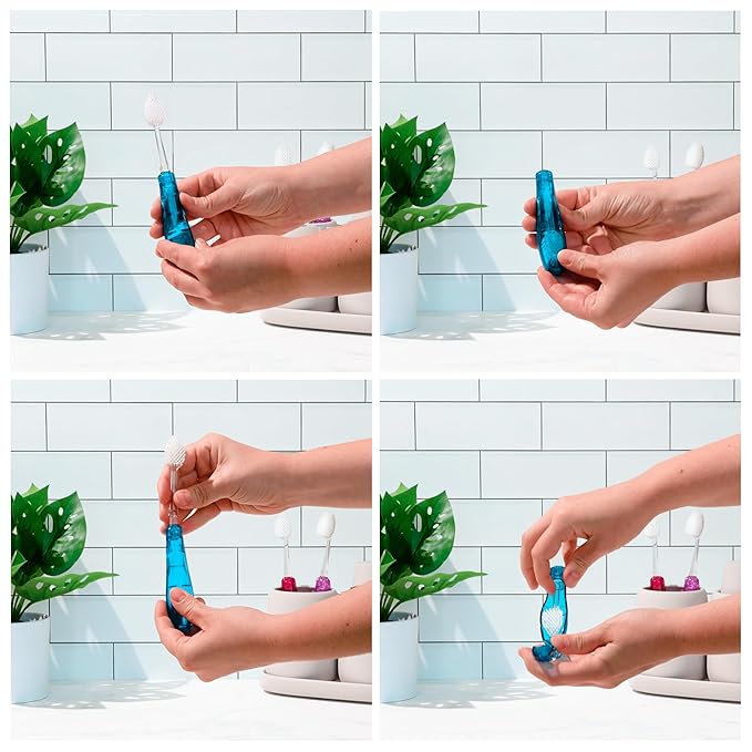 Radius Tour Travel Brush & Case with Replaceable Brush Head ADA Accepted Toothbrush Improve Gum Health - Blue - Pack of 1