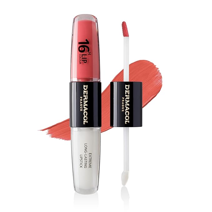 Dermacol NEW 16-Hour Lip Colour, Highly Pigmented Glossy Lip Stain, Two-Phase Lip Plumper Gloss, Kissproof Lip Makeup Products with Matte and Glitter Finish, n. 26