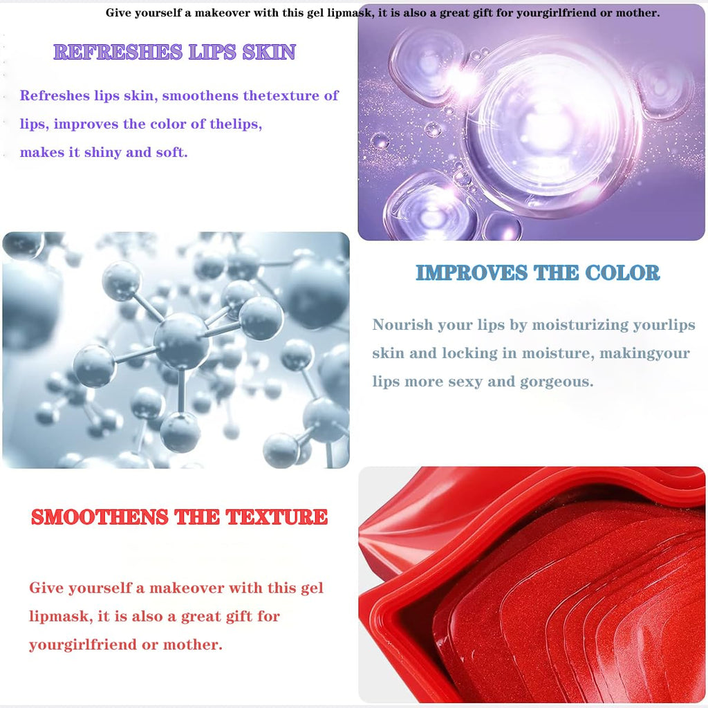 20PCS Collagen Lip Masks,Lip Care Lip Pads Great for Moisturizing,Nourishing & Firms Lip,Lip Sleeping Mask for Plumping Your Lips. (YUEHAO Lip Mask Red)