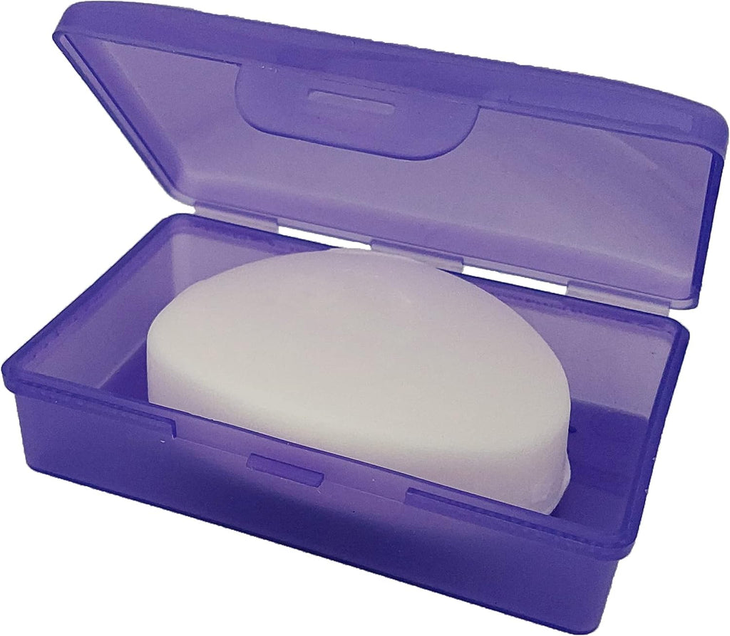 Purple Toothbrush Covers & Soap Box Set - Matching Colors - Tooth Brush Cover Cap, Soap Dish Travel Holder - Plastic Portable Set