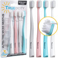 Extra Soft Toothbrushes for Adults, Nano Toothbrush 20,000 Ultra Fine Bristles for Sensitive Gums, Gentle Adult Toothbrush for Gum Care, Deep Cleaning Soft Brush, Pack of 4 Oral Care Brushes