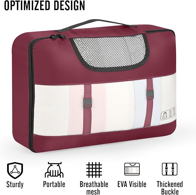Veken 8 Set Packing Cubes for Travel Essentials, Christmas Gifts, Suitcase Organizer Bags in 4 Sizes, Carry-On Luggage Accessories with Large Laundry & Hanging Toiletry Bag, Must-Have for Airplane
